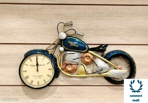 Metallic Trendy Classic Unique Golden bike Analog Wall Clock for Home decor  - 