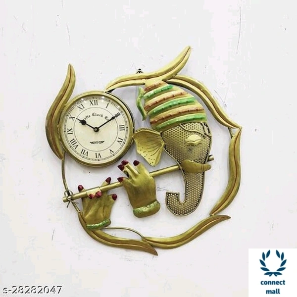 Metallic Handmade Antique  Ganesha Design Analog Wallclock  For Living and Room Decor