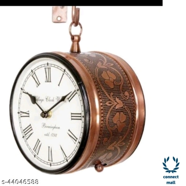 6 Inch Metallic Double side Station Wall Clock Offer Price  - (L×H×B)3cm ×6cm ×6cm, Brown, Metal, Double Sided, 1, Round, 1 KG