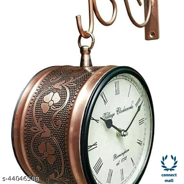 6 Inch Metallic Double side Station Wall Clock Offer Price  - (L×H×B)3cm ×6cm ×6cm, Brown, Metal, Double Sided, 1, Round, 1 KG