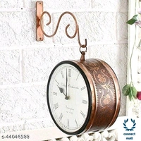 6 Inch Metallic Double side Station Wall Clock Offer Price  - (L×H×B)3cm ×6cm ×6cm, Brown, Metal, Double Sided, 1, Round, 1 KG
