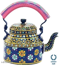Rajasthani Craft Point Decorative Handpainted Aluminium Tea kettle PinkColour 1 Litre - 1Litre