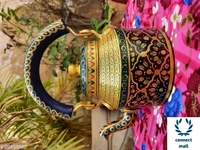 Rajasthani Craft Point Decorative Handpainted Aluminium Tea kettle Green Colour 1 Litre - Black, Pack of 1, 1Litre