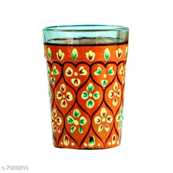 Rajasthani Traditional Jaipuri Meenakri Handpaint Aluminum Decorative Tea kettle  for Serve  - 1 Litre, Orange