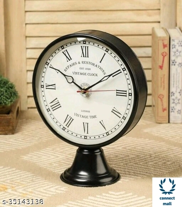 Keeratly Handmade Metal 8 inch  Antique Table clock  - Pack of 1 piece