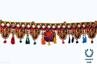Simple and Attractive Multicolour Toran with Pom Pom - 3feet, Multicolor 