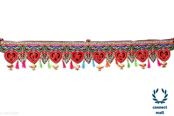 Simple and Attractive Multicolour Toran with Pom Pom - 3feet, Multicolor 
