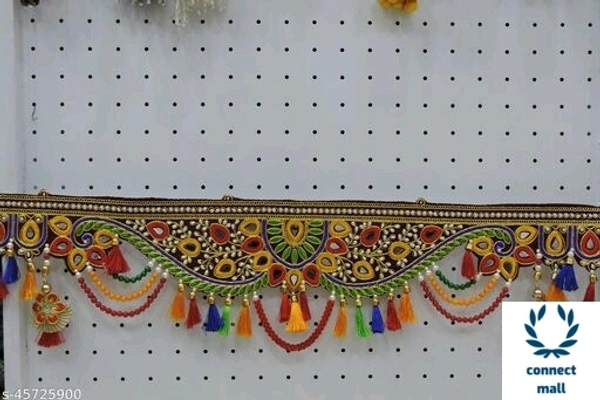 36 inch Tradational Multicolour Fabric and Beads Toran  For Decorate Home and Festival  - Multicolour, Pack of 1, 36inch