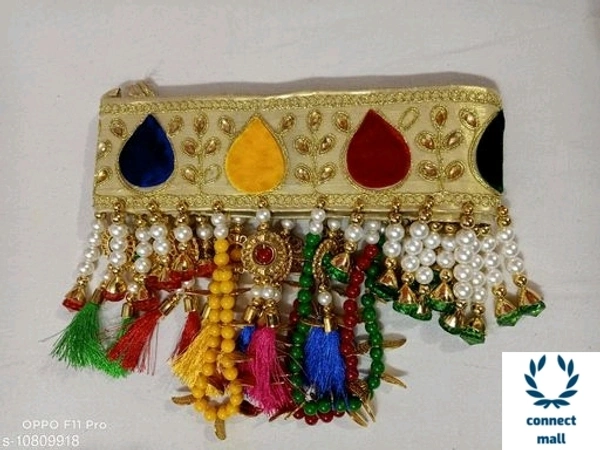 Velvet Special Handicraft Golden  Toran  - Multicolour, Pack of 1