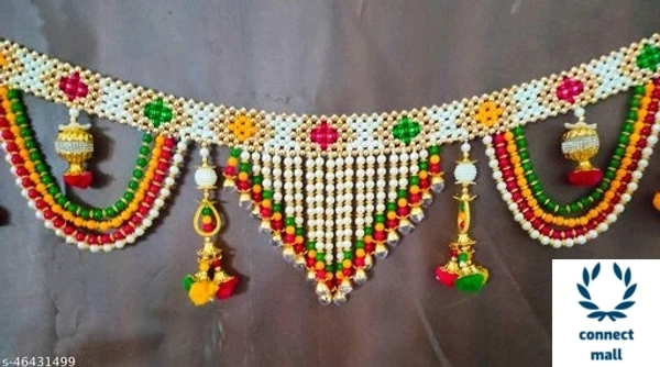 Attractive Design Multicolour with White Beads Home Mandir Toran - Pack of   1, White