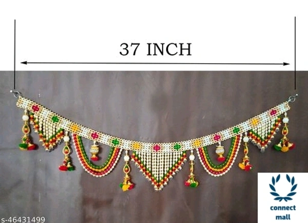 Attractive Design Multicolour with White Beads Home Mandir Toran - Pack of   1, White