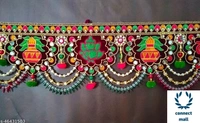 Attractive Design Multicolour with White Beads Home Mandir Toran - Pack of 1