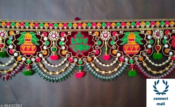 Attractive Design Multicolour with White Beads Home Mandir Toran - Pack of 1