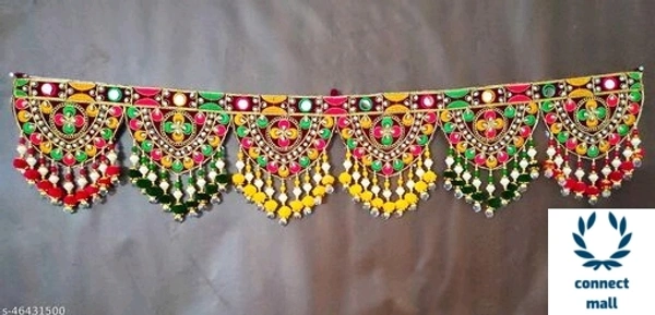 Attractive Design Multicolour with White Beads Home Mandir Toran - pack of 1, Multicolour