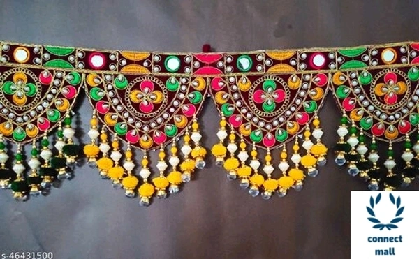 Attractive Design Multicolour with White Beads Home Mandir Toran - pack of 1, Multicolour