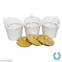 Chutney & Pickle Ceramic Serving Bowl With Wooden Lid