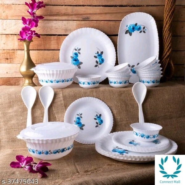 32 Pieces Plastic White Dinner Set