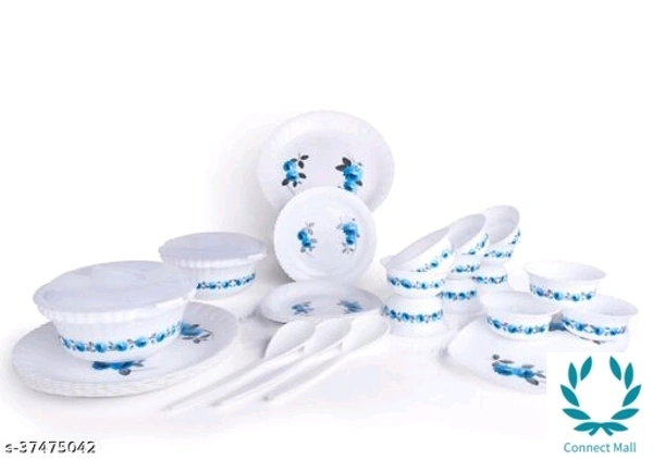 32 Pieces Plastic White Dinner Set
