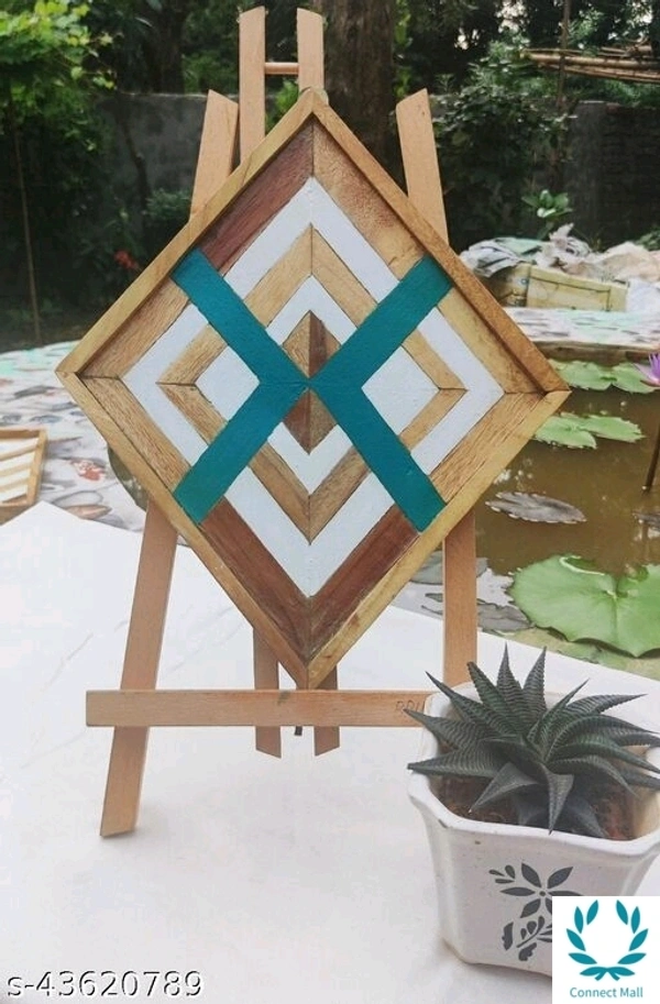20cm long Wooden Handicraft Diamond Design Wall Painting For Decor Home & Offices 