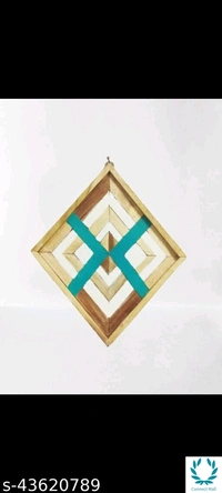 20cm long Wooden Handicraft Diamond Design Wall Painting For Decor Home & Offices 
