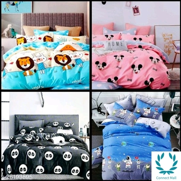 BEAUTIFULL  SOFT GLACE COTTON 90 x 100 DOUBLE BEDSHEET WITH 2  PILLOW  COVER . ( COMBO OF 4 BEDSHEETS ) ( KIDS SPECIAL ) - Queen