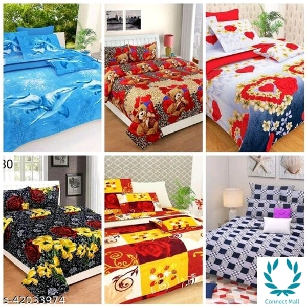 3D GLACE COTTON 6 DOUBLE BED BEDSHEETS (90*90) WITH 12 PILLOW COVERS (27*17) - King