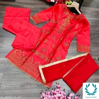 Pakistani Heavy Rubi silk With Embroidery Sequin Work Dress - Semi Stitched