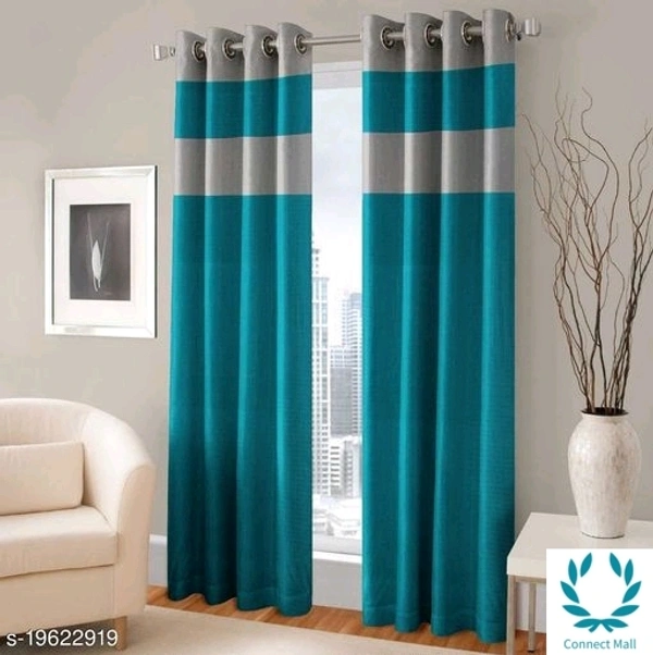 Dhruv Handloom Designer Heavy Embossed Long Door Curtains - Polyester Fabrics & Rust Free Eyelet (Pack of - 2)  - Aqua, 9 Feet