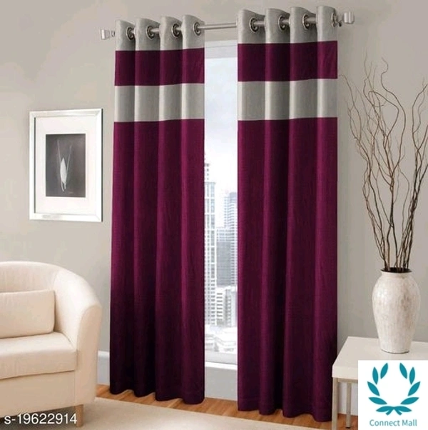 Dhruv Handloom Designer Heavy Embossed Long Door Curtains - Polyester Fabrics & Rust Free Eyelet (Pack of - 2)  - Wine , 6 Feet