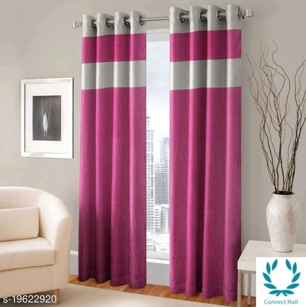 Dhruv Handloom Designer Heavy Embossed Long Door Curtains - Polyester Fabrics & Rust Free Eyelet (Pack of - 2)  - Pink, 9 Feet