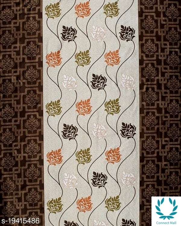 Set of 2 Floral Window Curtains(4x5 ft) In Brown Colour
