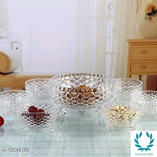 Crystal  Ice Cream Cup Set, Glass (Standard Size, Clear) - Set Of 7