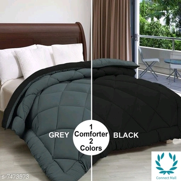 Reversible Light Weight Heavy Quality Double Bed (90*100 inch) Comforter_Rajai_( Black & Grey ) - Black & Gray