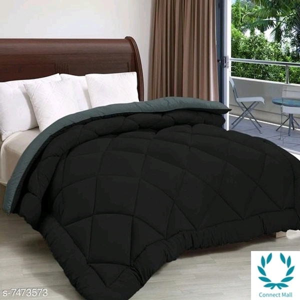 Reversible Light Weight Heavy Quality Double Bed (90*100 inch) Comforter_Rajai_( Black & Grey ) - Black & Gray