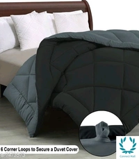 Reversible Light Weight Heavy Quality Double Bed (90*100 inch) Comforter_Rajai_( Black & Grey ) - Black & Gray