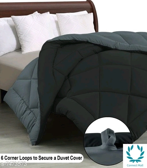 Reversible Light Weight Heavy Quality Double Bed (90*100 inch) Comforter_Rajai_( Black & Grey ) - Black & Gray