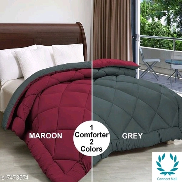 Reversible Light Weight Heavy Quality Double Bed (90*100 inch) Comforter_Rajai_( Black & Grey ) - Maroon & Gray