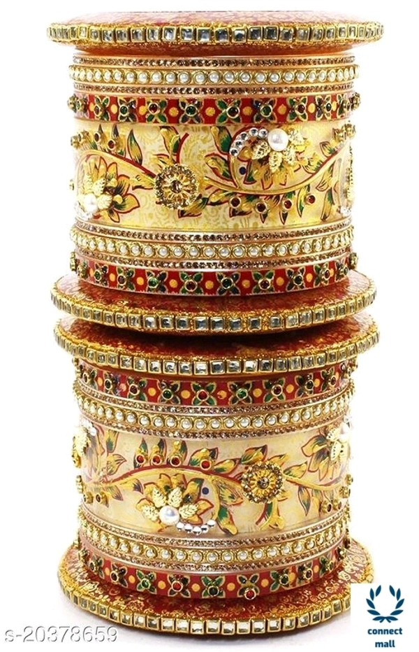 Rajasthani  Chuda for Womens Stylish Traditional Wedding Casual Real Hand Work For Ladies and Women - 2.8, 2 Bangles  Pack of 1