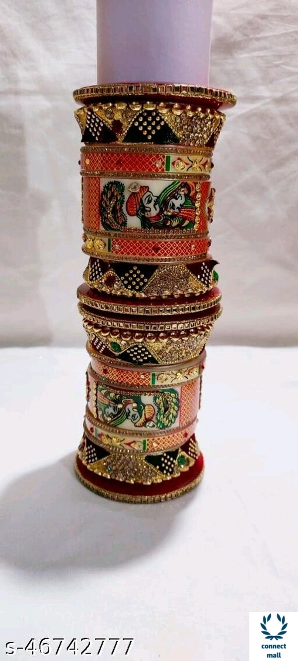Rajasthani  Chuda for Womens Stylish Traditional Wedding Casual Real Hand Work For Ladies and Women - 2.8, Multicolour, Chooda, 1 set
