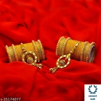 Mayara Creation  Zircon Bridal Bangles set with Pendant cum Chooda made hhighQuality - 2.6, Yellow, Bangle set