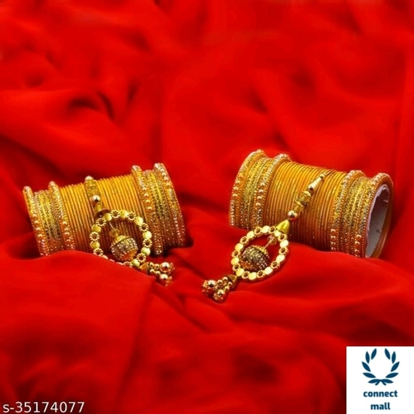 Mayara Creation  Zircon Bridal Bangles set with Pendant cum Chooda made hhighQuality - 2.6, Yellow, Bangle set