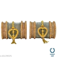 Mayara Creation  Zircon Bridal Bangles set with Pendant cum Chooda made hhighQuality - 2.4, Grey, Bangle Set