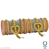 Mayara Creation  Zircon Bridal Bangles set with Pendant cum Chooda made hhighQuality - 2.4, Grey, Bangle Set