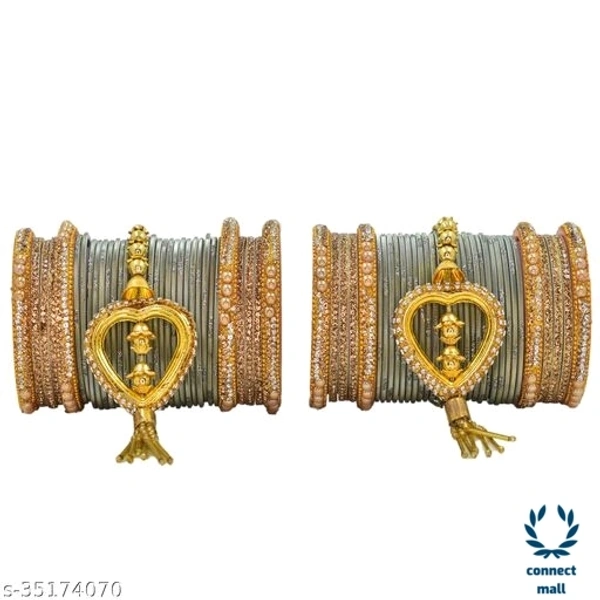 Mayara Creation  Zircon Bridal Bangles set with Pendant cum Chooda made hhighQuality - 2.6, Grey, Bangle set
