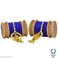 Mayara Creation  Zircon Bridal Bangles set with Pendant cum Chooda made hhighQuality - 2.4, Blue, Bangle set