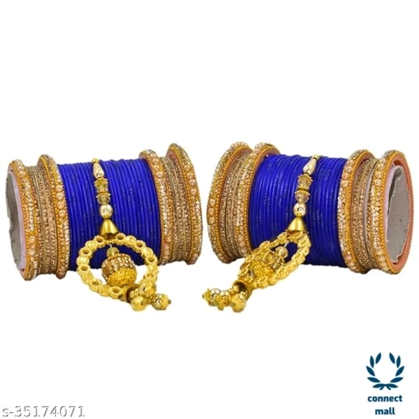 Mayara Creation  Zircon Bridal Bangles set with Pendant cum Chooda made hhighQuality - 2.4, Blue, Bangle set
