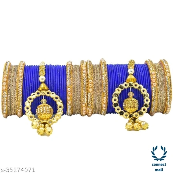 Mayara Creation  Zircon Bridal Bangles set with Pendant cum Chooda made hhighQuality - 2.4, Blue, Bangle set