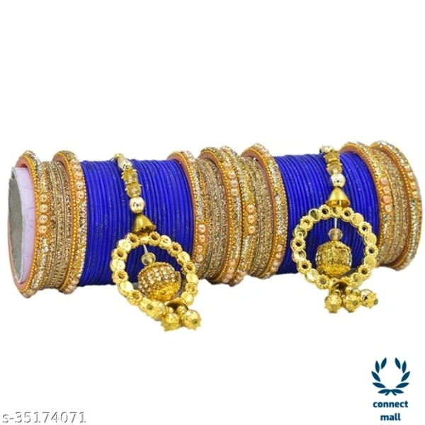 Mayara Creation  Zircon Bridal Bangles set with Pendant cum Chooda made hhighQuality - 2.4, Blue, Bangle set