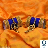 Mayara Creation  Zircon Bridal Bangles set with Pendant cum Chooda made hhighQuality - 2.4, Blue, Bangle set