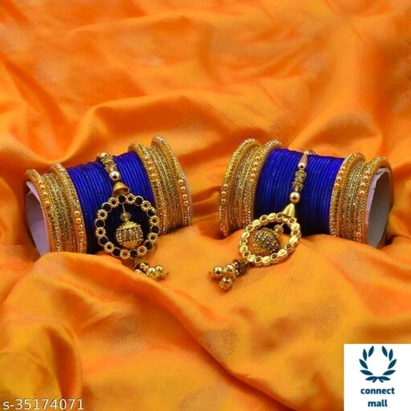 Mayara Creation  Zircon Bridal Bangles set with Pendant cum Chooda made hhighQuality - 2.4, Blue, Bangle set
